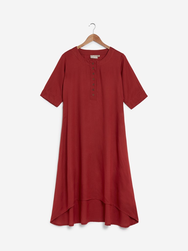 Utsa Red High-Low Kurta