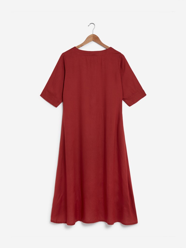 Utsa Red High-Low Kurta