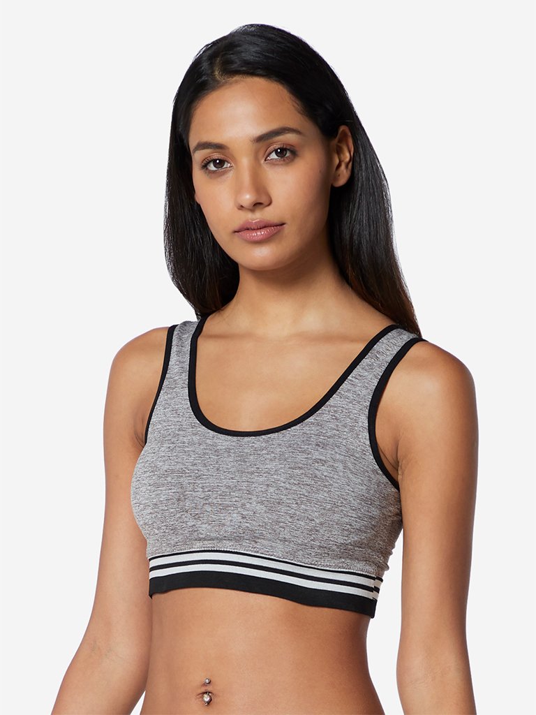 Wunderlove Grey Melange Padded Sports Bra