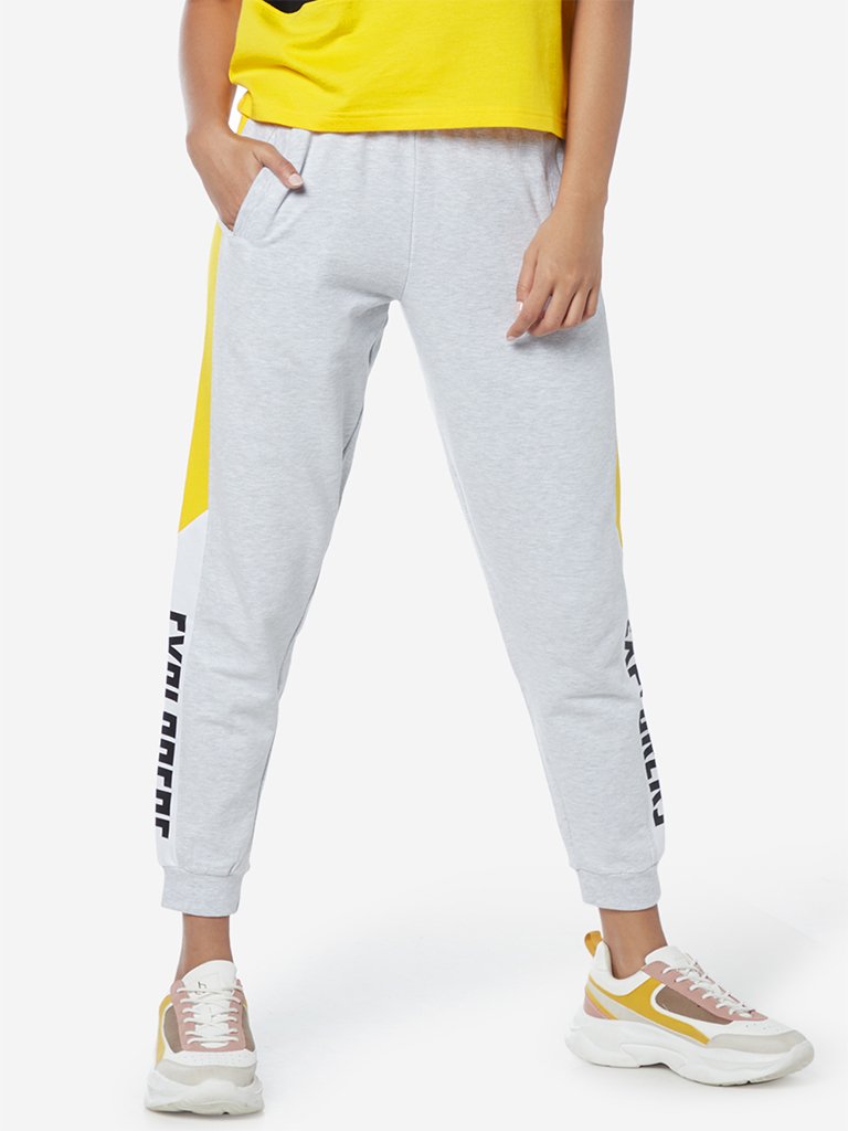 Studiofit Grey Text Pattern Joggers