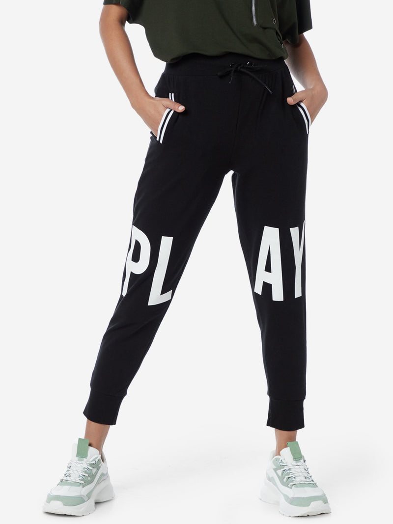 Studiofit Black Cropped Play Print Joggers
