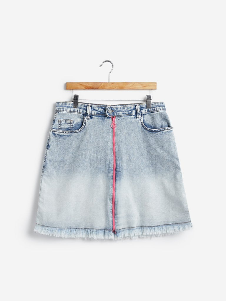 Sassy Soda Curves Light Blue Denim Serra Skirt