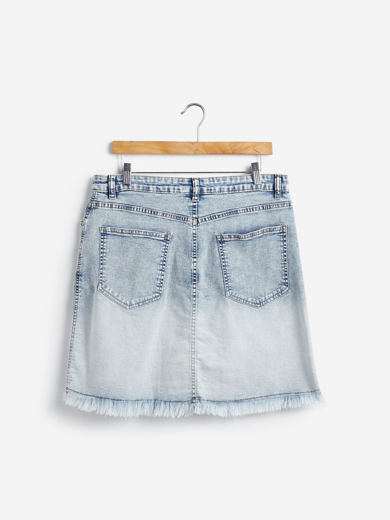 Sassy Soda Curves Light Blue Denim Serra Skirt