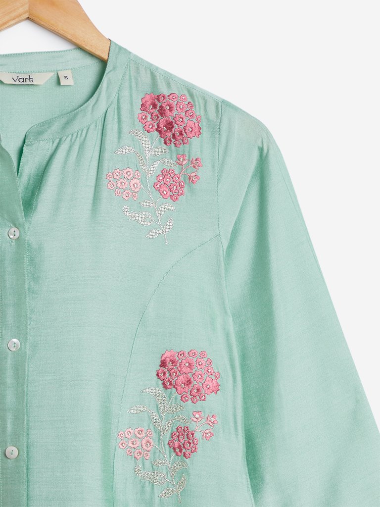 Vark Sea-Green A-line Kurta, Dupatta and Palazzo