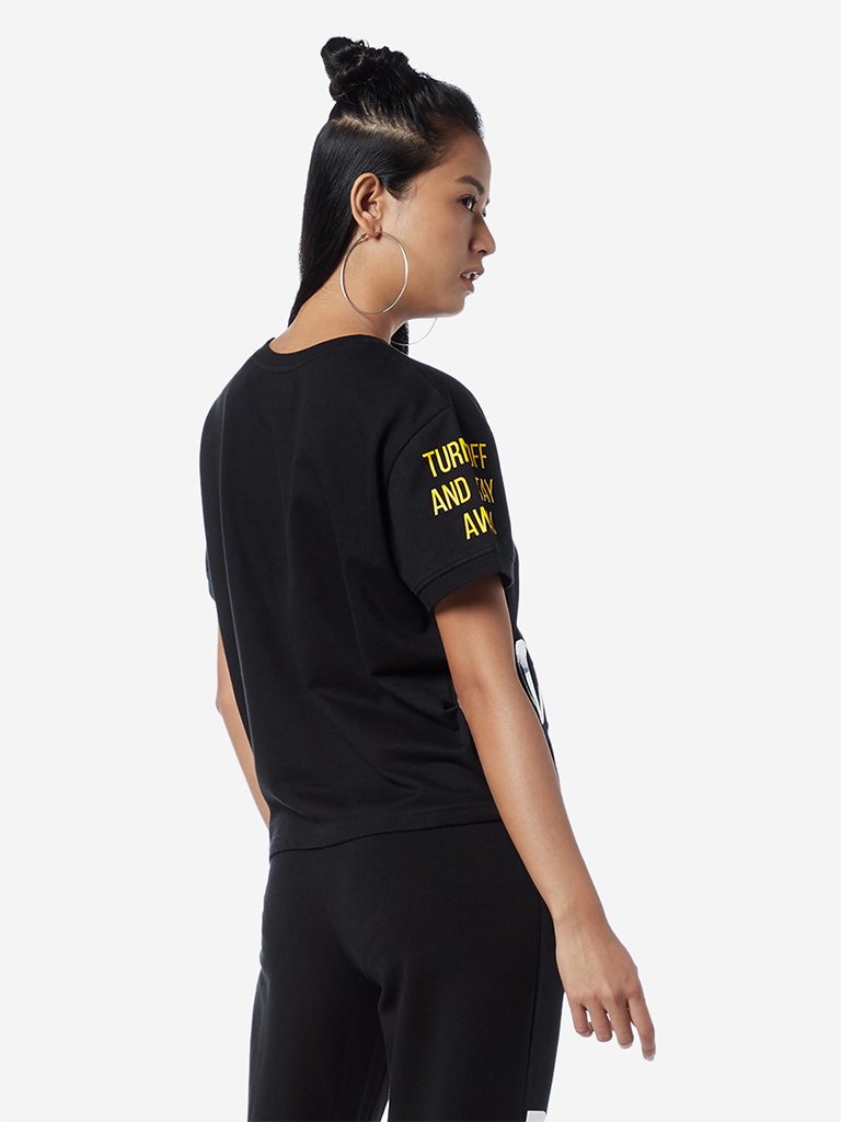 Studiofit Black Typographic Print T-Shirt