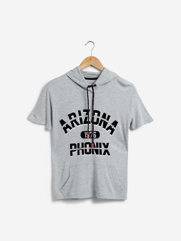 Studiofit Grey Typographic Pattern T-Shirt