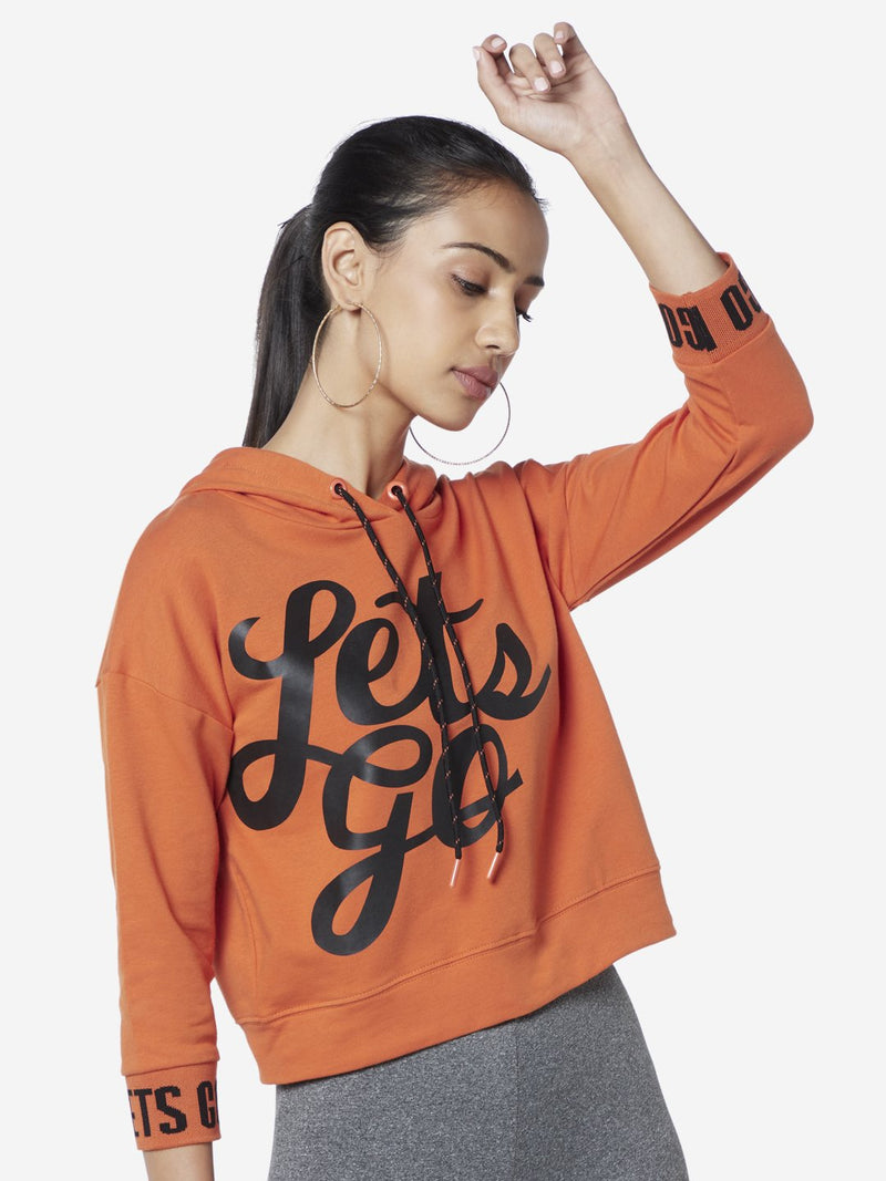 Studiofit Orange Text Print T-Shirt