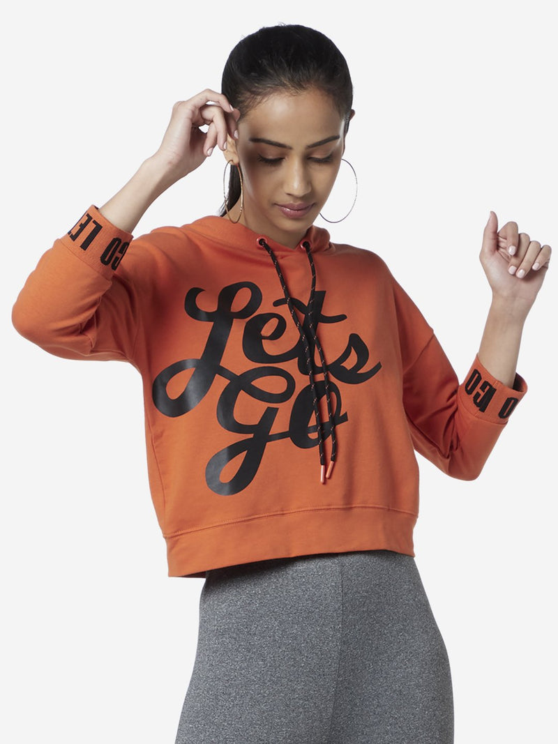 Studiofit Orange Text Print T-Shirt