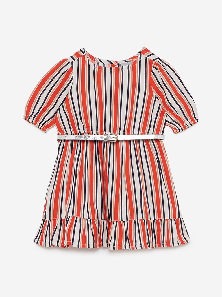 Baby HOP Multicolour Naira Dress With Belt