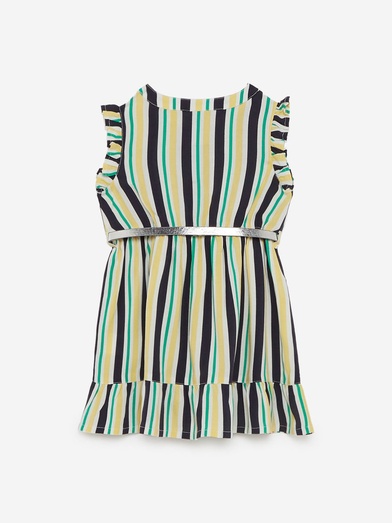 Baby HOP Green Stripe Drew Dress With Belt