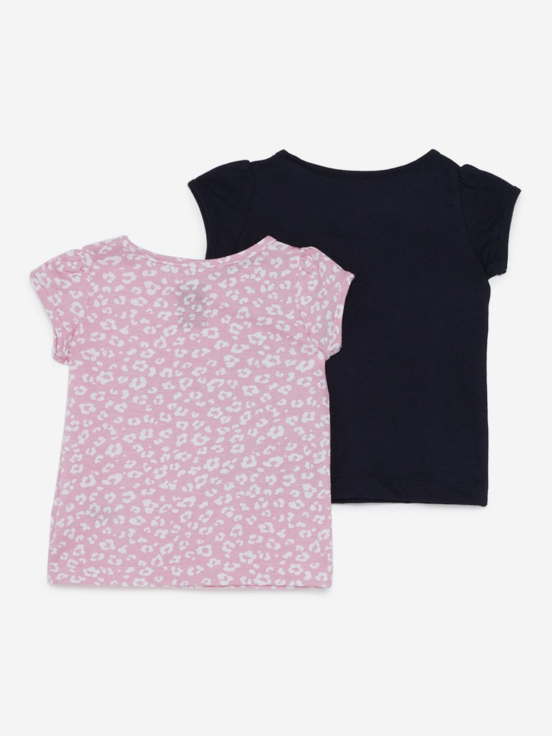 Baby HOP Pink Leopard Pattern T-Shirt Set Of Two