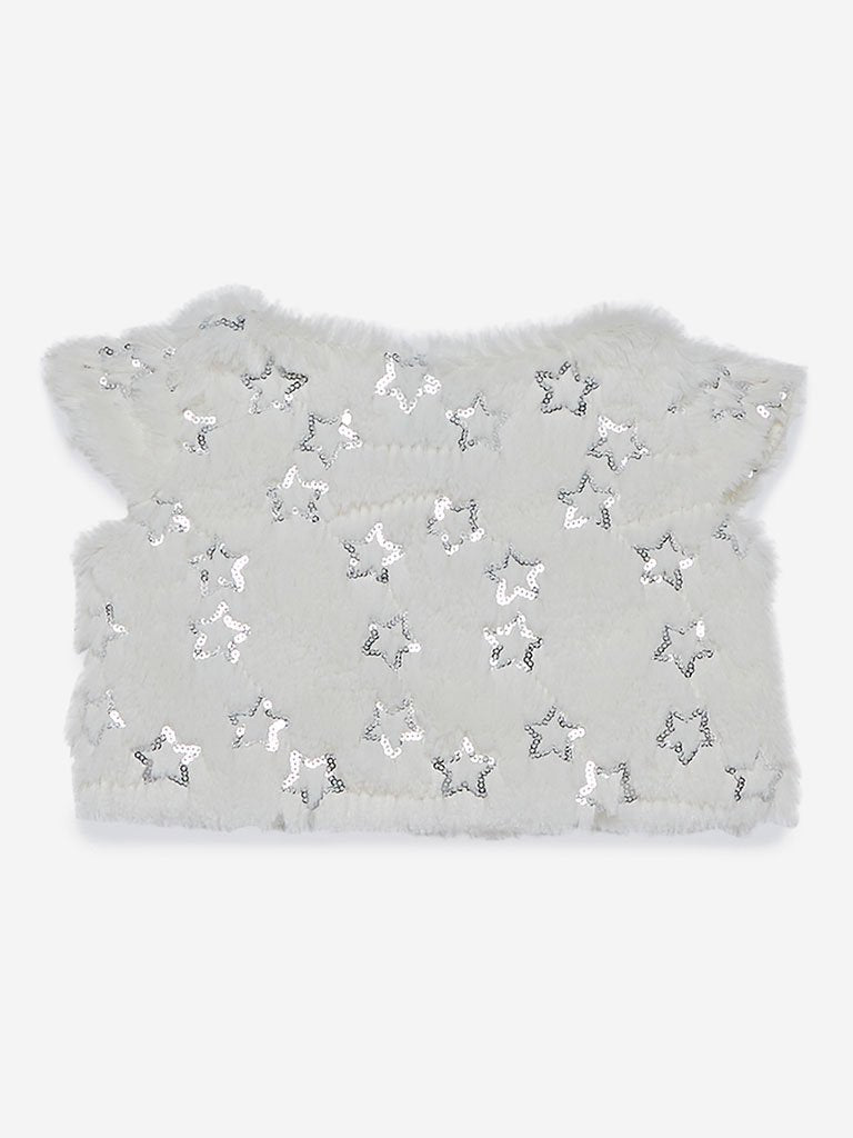 Baby HOP Off White Sequinned Star Shrug