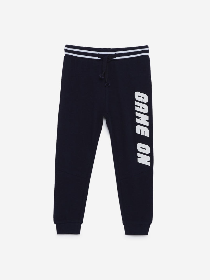 HOP Kids Navy Text Design Joggers
