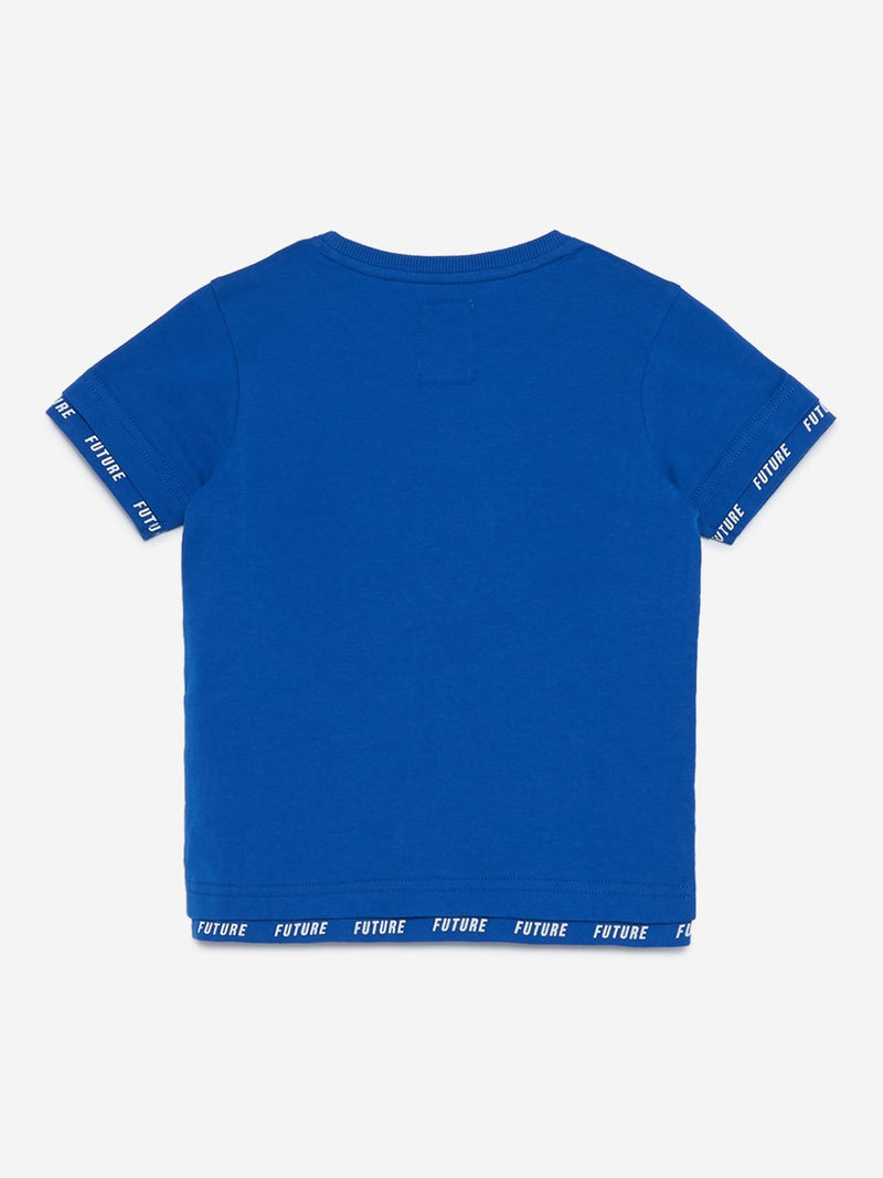 HOP Kids Blue Text Embossed T-Shirt