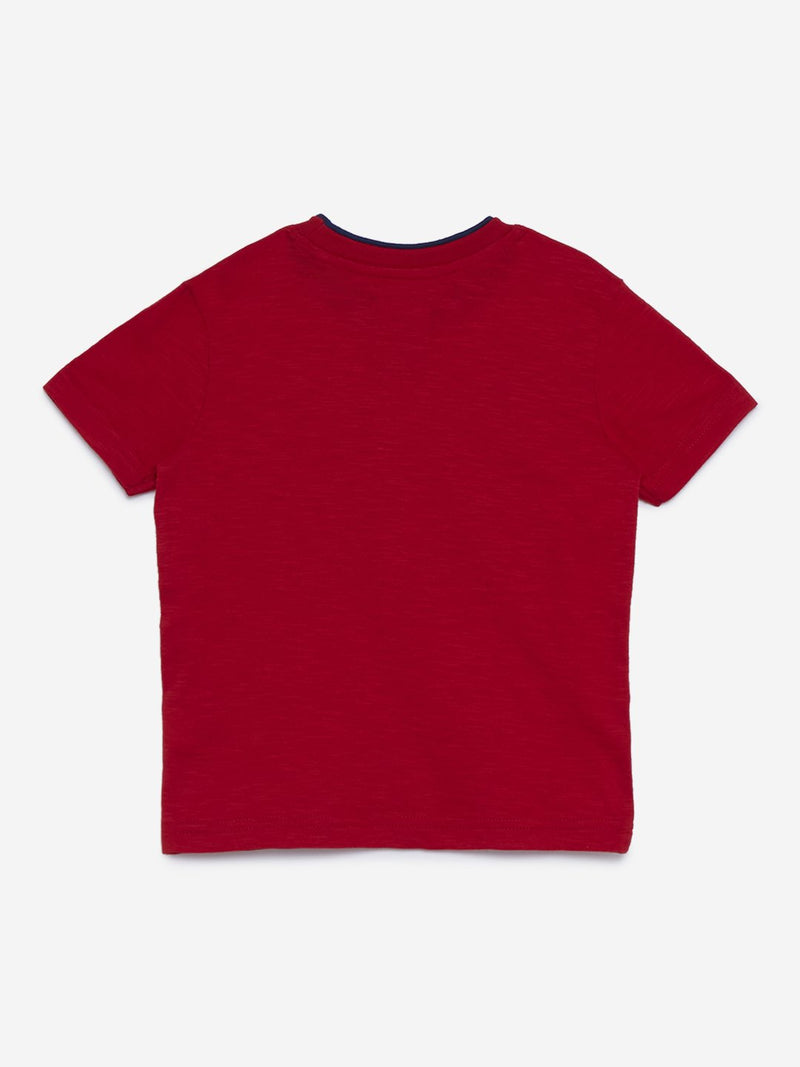 HOP Kids Red Embossed Crewneck T-Shirt