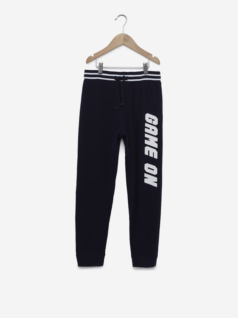 Y&F Kids Navy Typographic Print Joggers