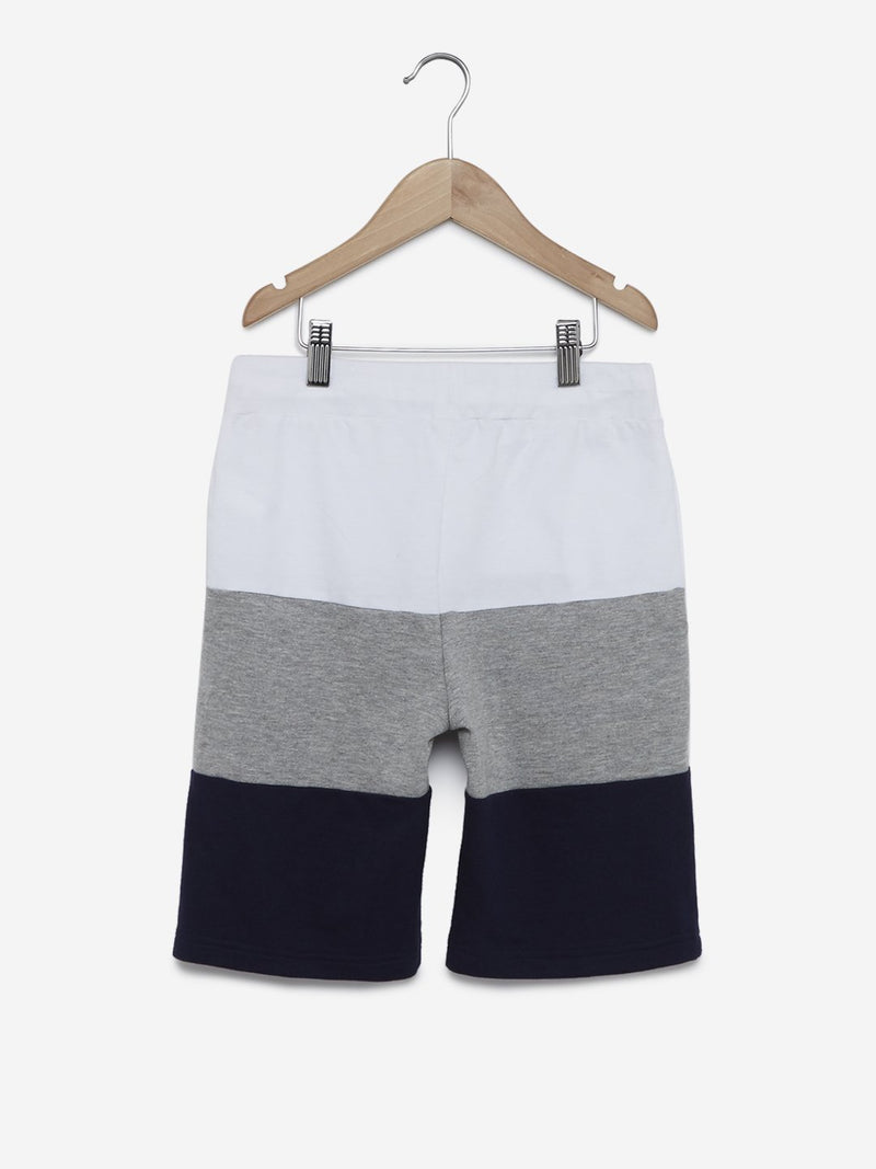 Y&F Kids Navy Colour-Blocked Cotton Shorts