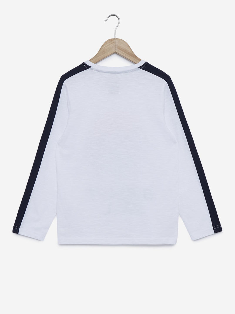 Y&F Kids White Basketball Print T-Shirt