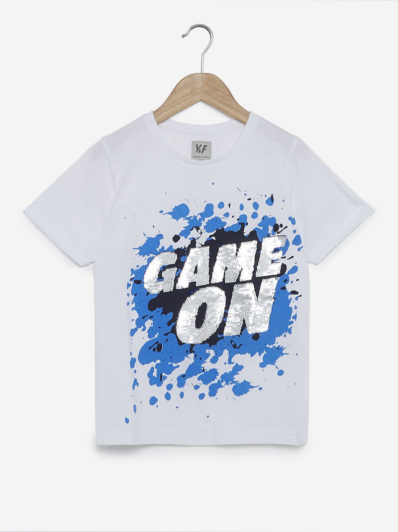 Y&F Kids White Reversible Sequin T-Shirt
