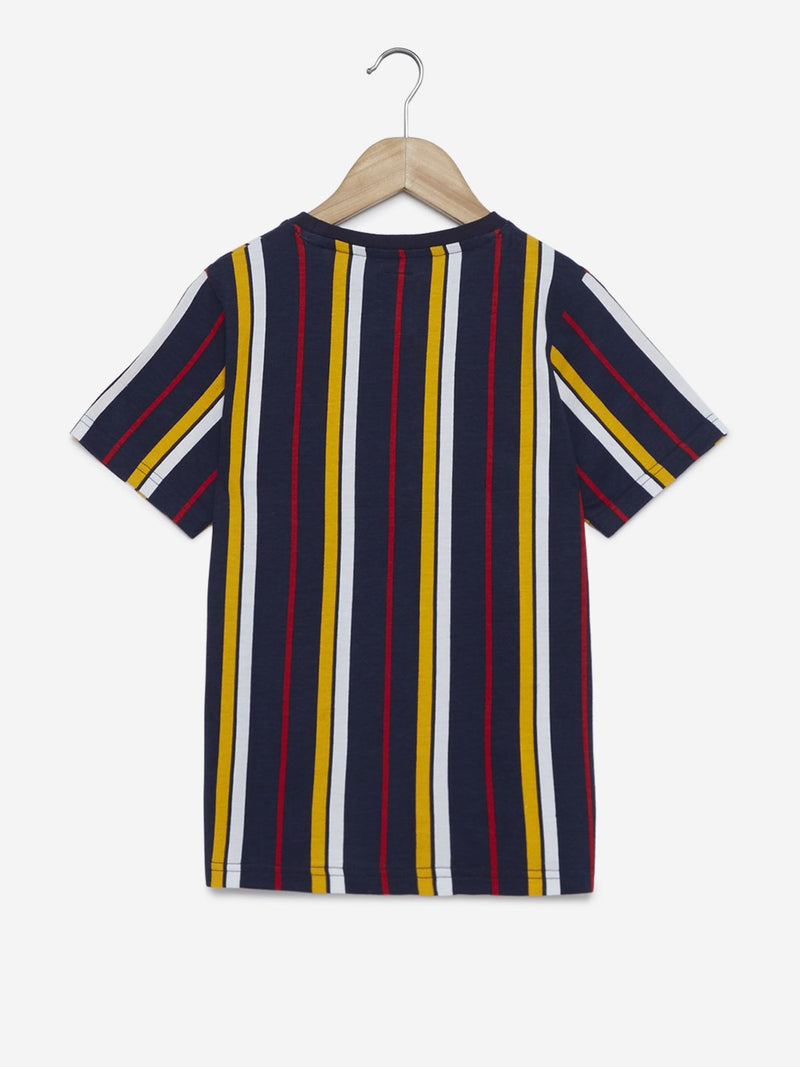 Y&F Kids Navy Striped Crewneck T-Shirt