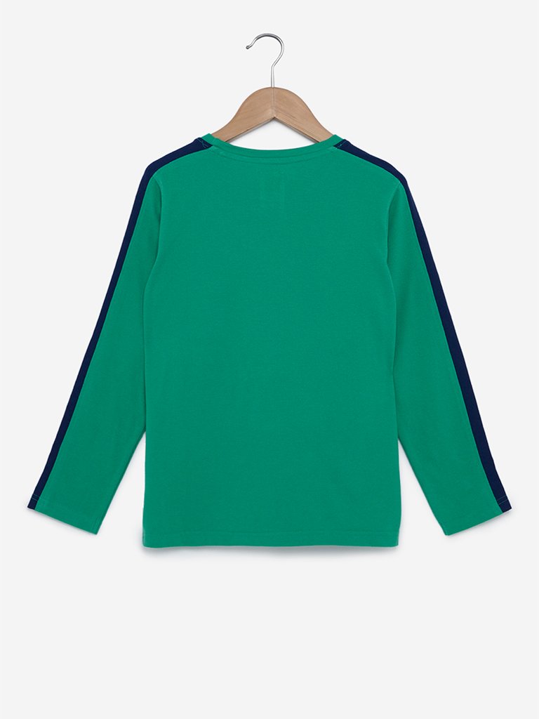 Y&F Kids Green Text Patterned T-Shirt