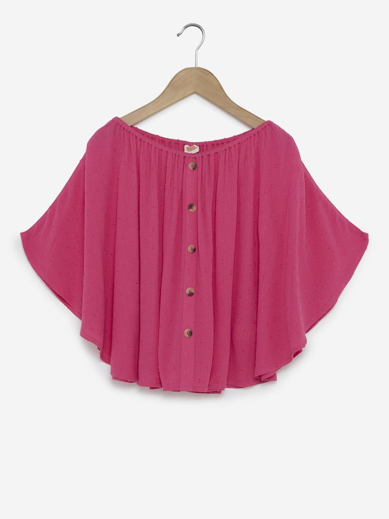 Y&F Kids Pink Self-Patterned Twinkle Top