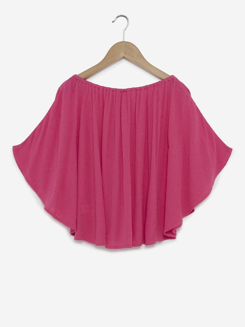 Y&F Kids Pink Self-Patterned Twinkle Top