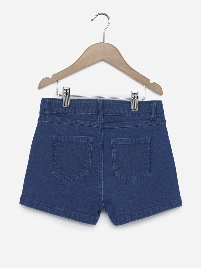 Y&F Kids Blue Rhinestone Pattern Shorts
