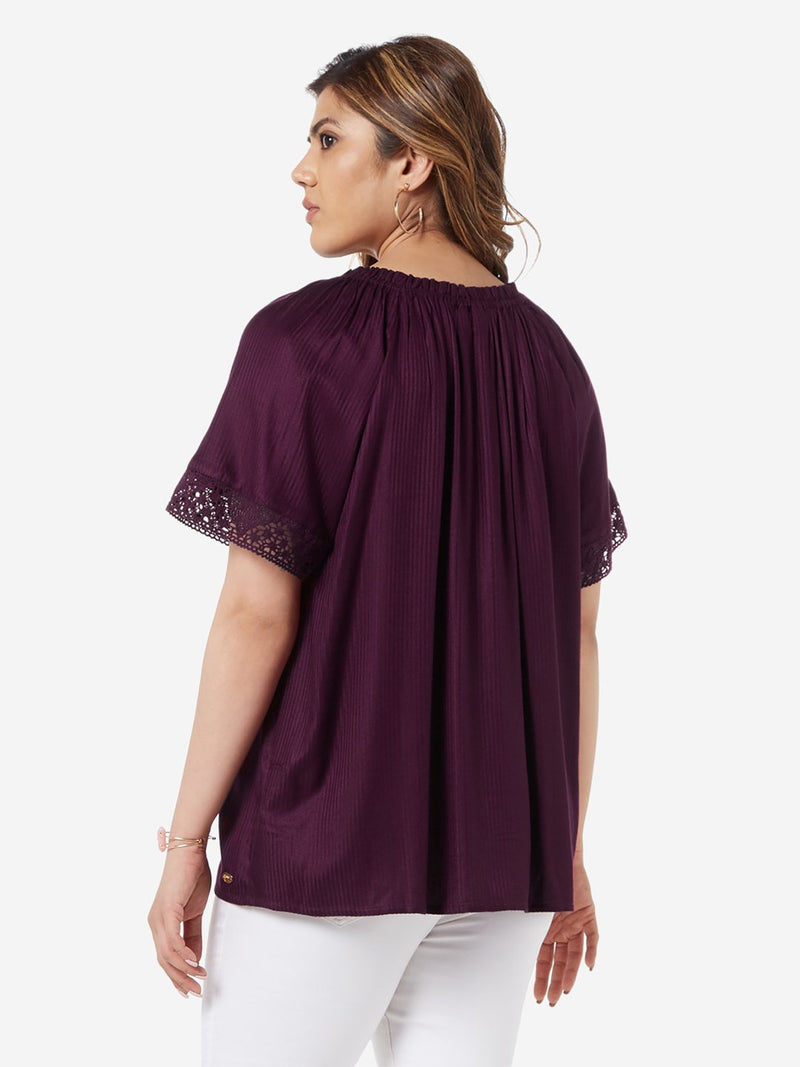 Gia Curve Berry Crochet Detailed Arva Top