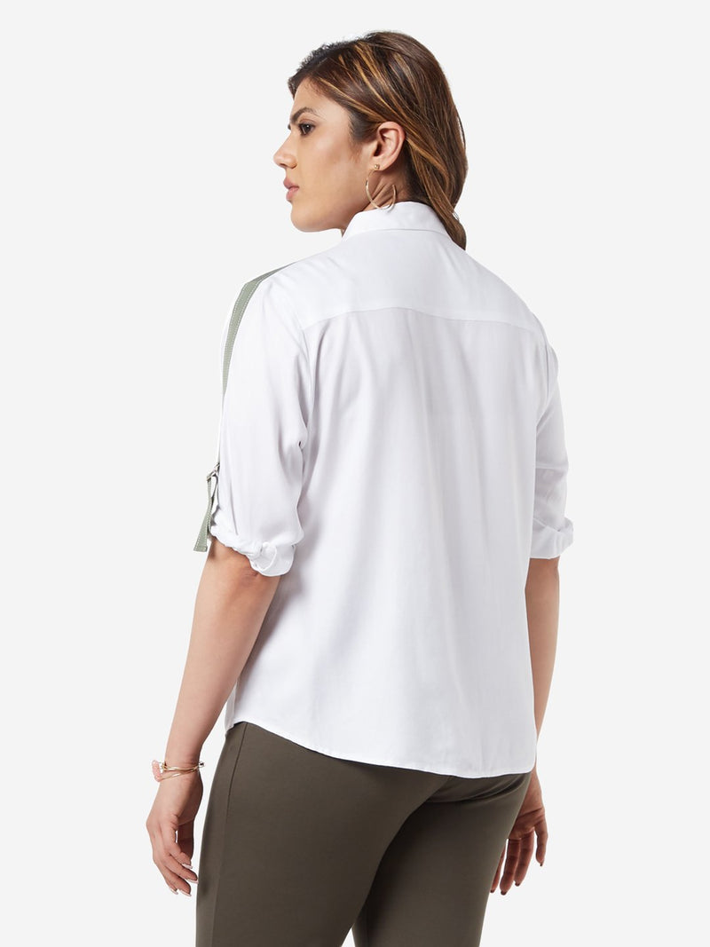 Gia Curve White Tape-Detailed Casual Shirt