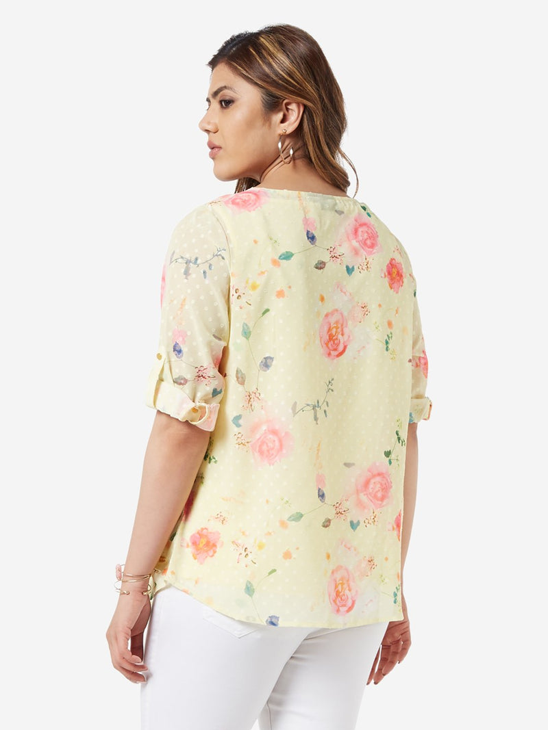 Gia Curve Yellow Floral Diego Top With Camisole
