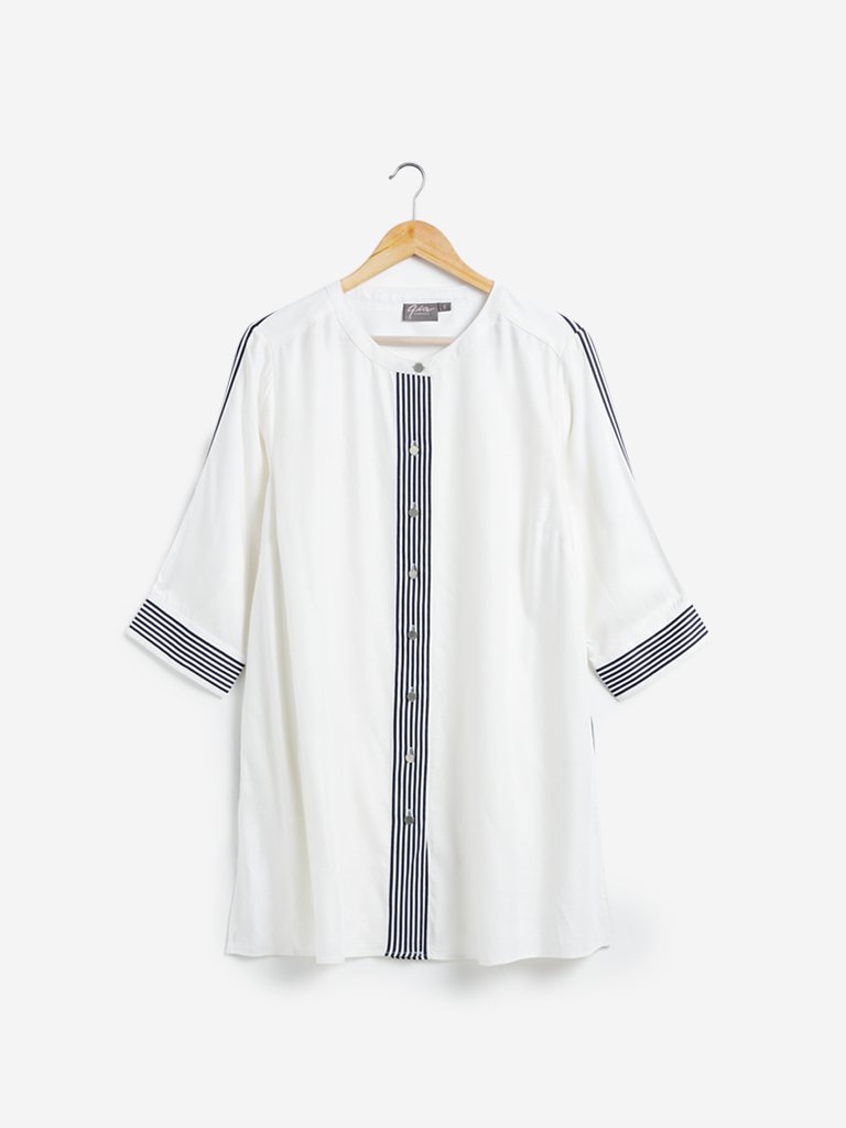 Gia Curves White Stripe Detailed Tunic