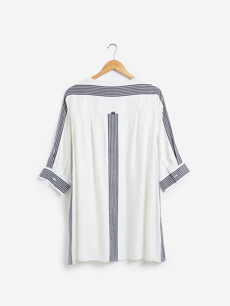 Gia Curves White Stripe Detailed Tunic