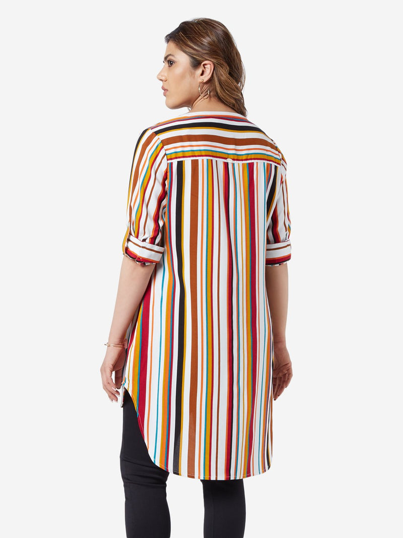 Gia Curve Multicolour Striped Oasis Tunic