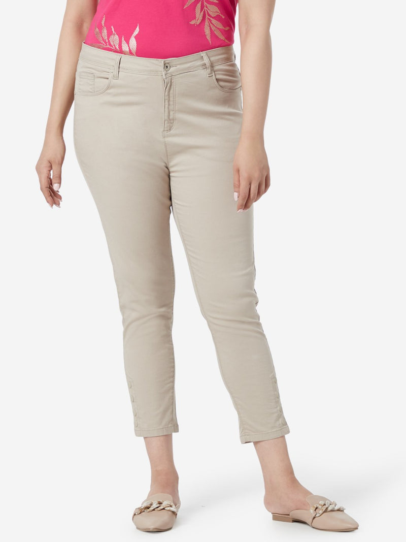 Gia Curve Beige Nikko Cropped Jeans