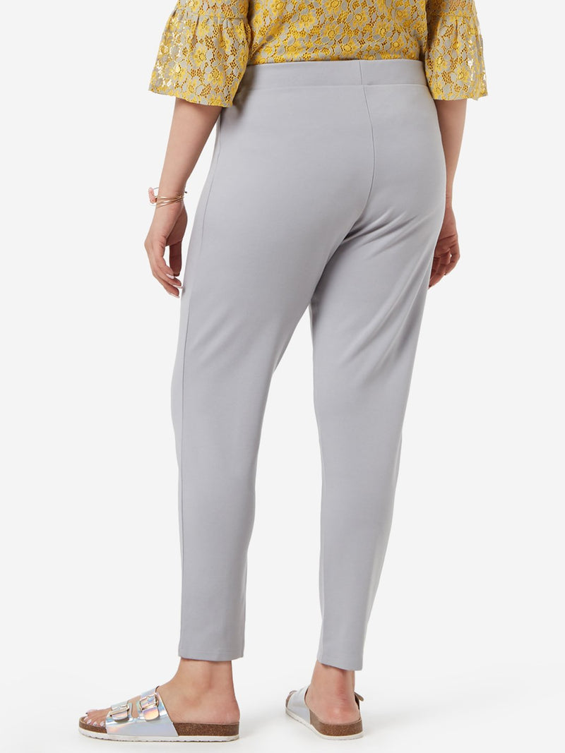 Gia Curve Light Grey Cropped Neo Ponte Pants