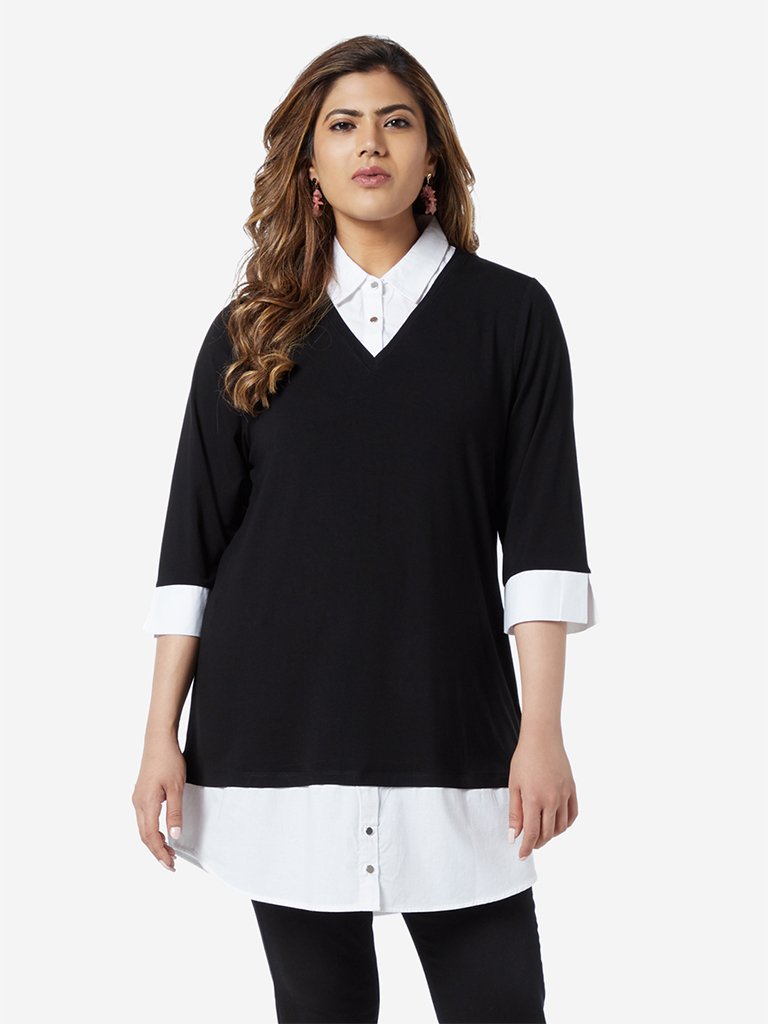 Gia Curve Black Misty Casual Shirt