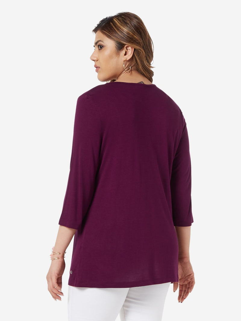 Gia Curve Berry Floral Printed Vice Top