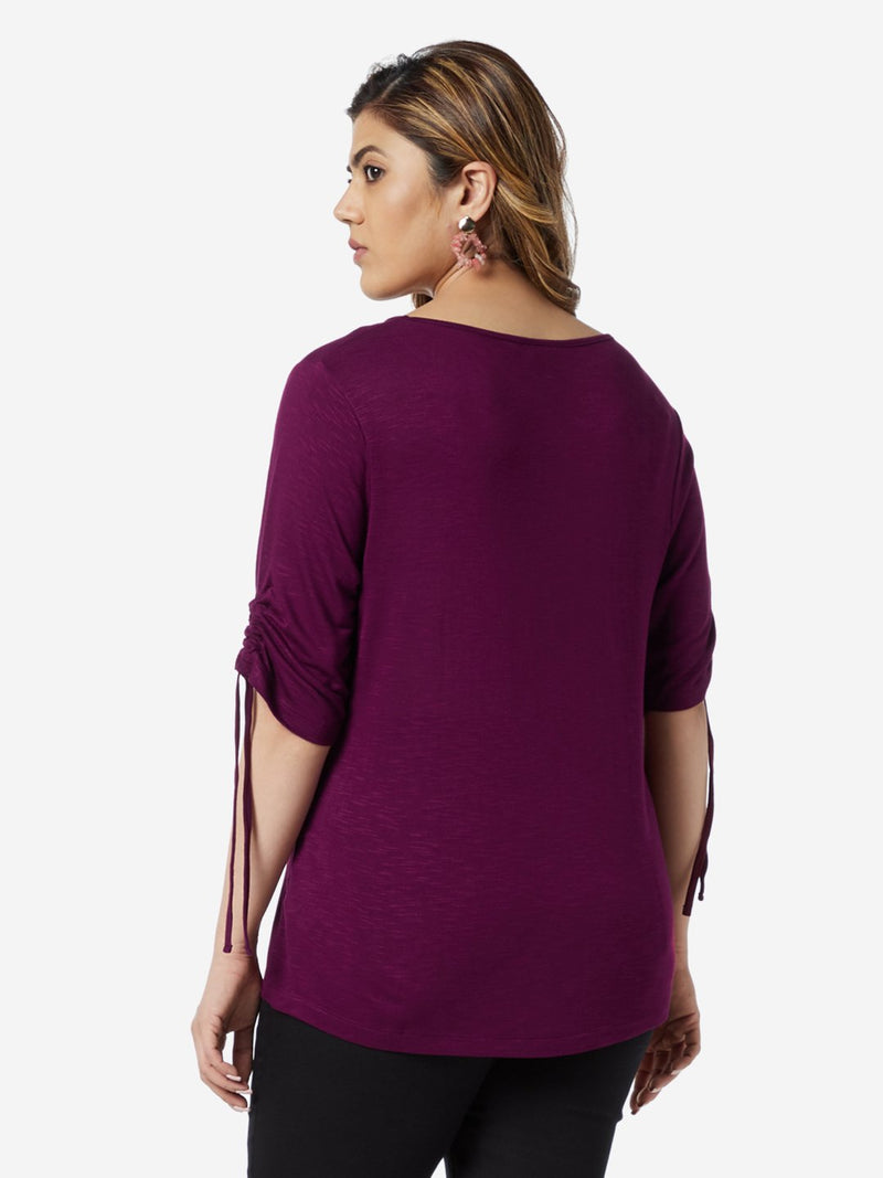 Gia Curve Berry Floral Patterned Arizona T-Shirt