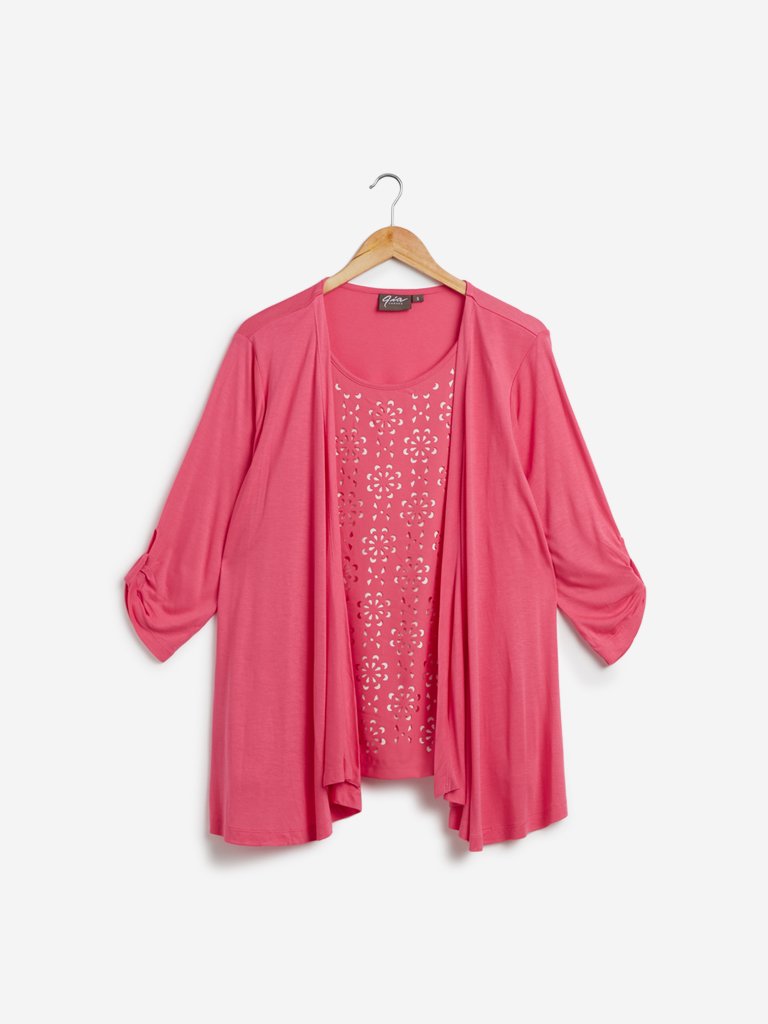 Gia Curves Pink Cut-Out Detailed Rovina Top