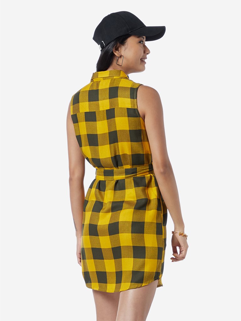 Nuon Black And Mustard Ralph Checkered Dress