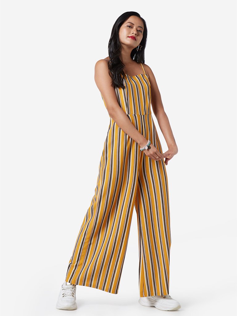 Nuon Mustard Stripe Printed Nalinska Jumpsuit