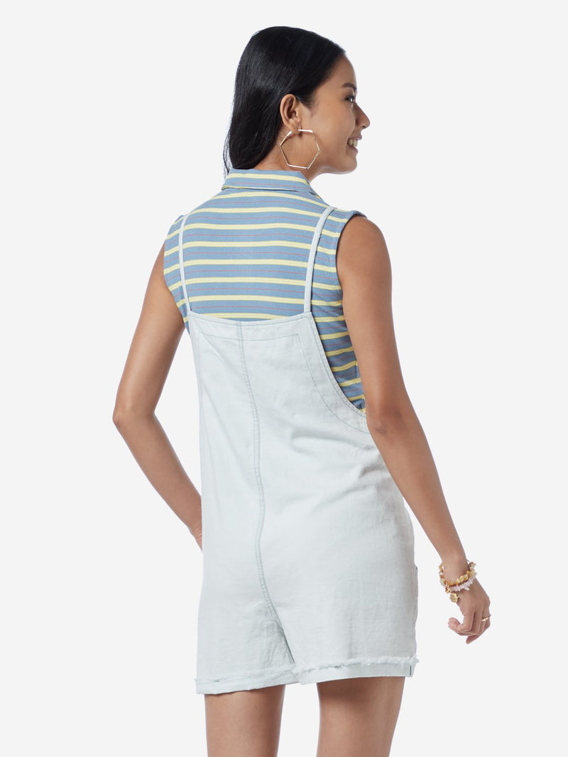 Nuon Light Blue Fredco Frayed Dungarees