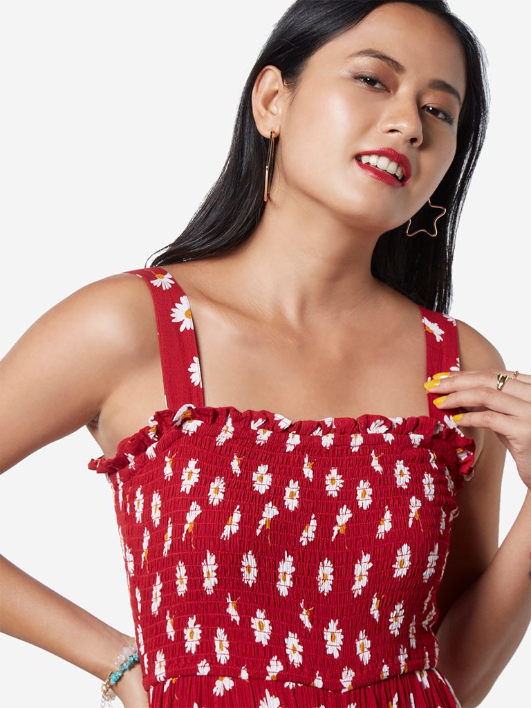 Nuon Red Floral Print Nerry Jumpsuit