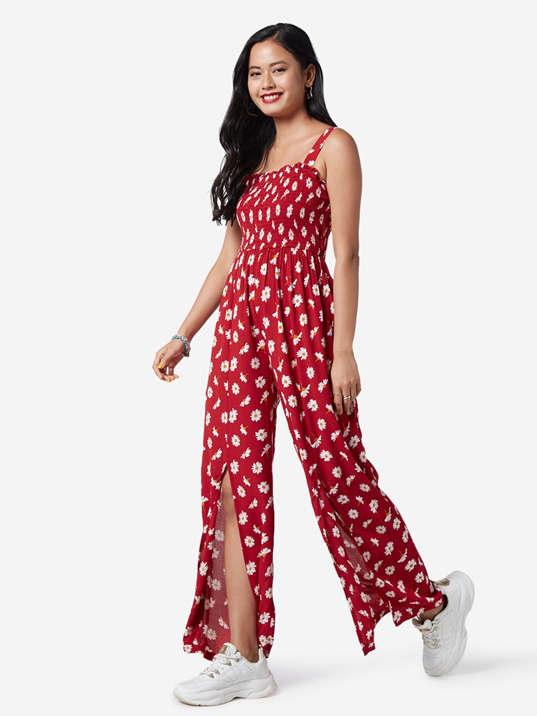 Nuon Red Floral Print Nerry Jumpsuit