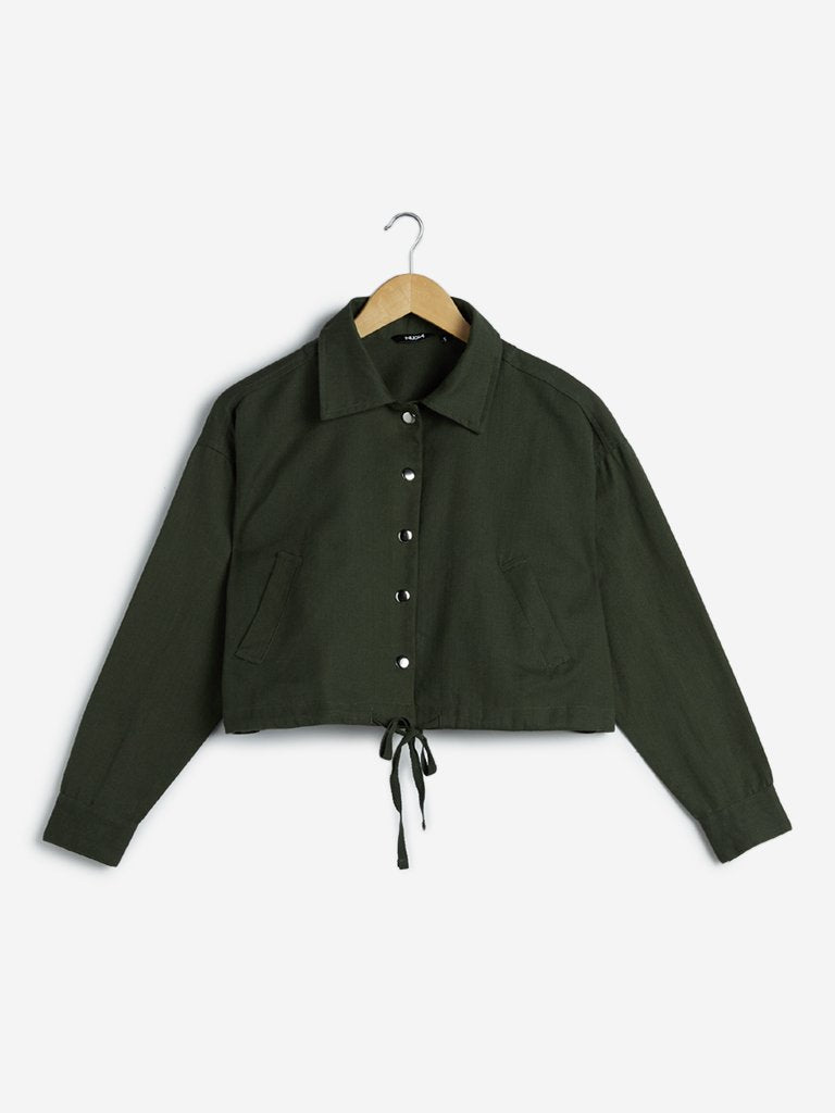 Nuon Khaki Cropped Anika Casual Shirt