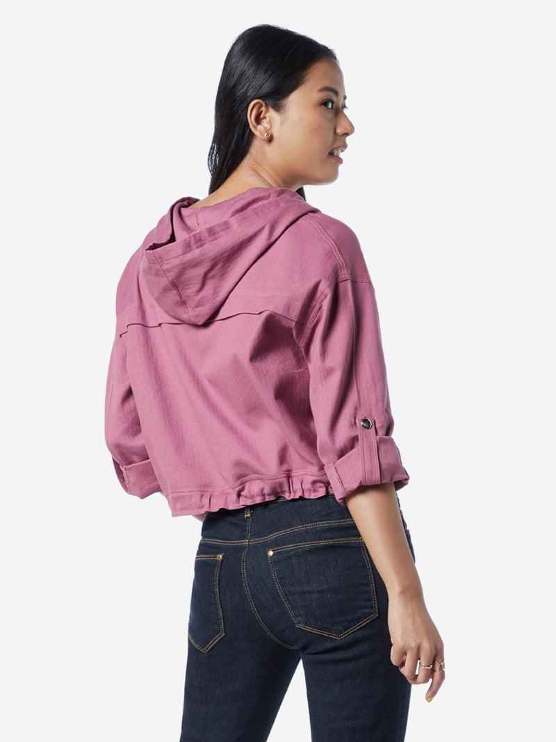 Nuon Mauve Bersh Hooded Crop Jacket