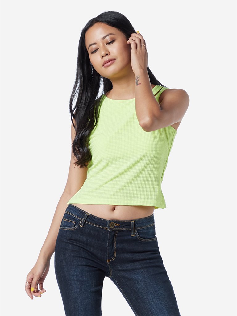 Nuon Neon Green Cropped Tank Top
