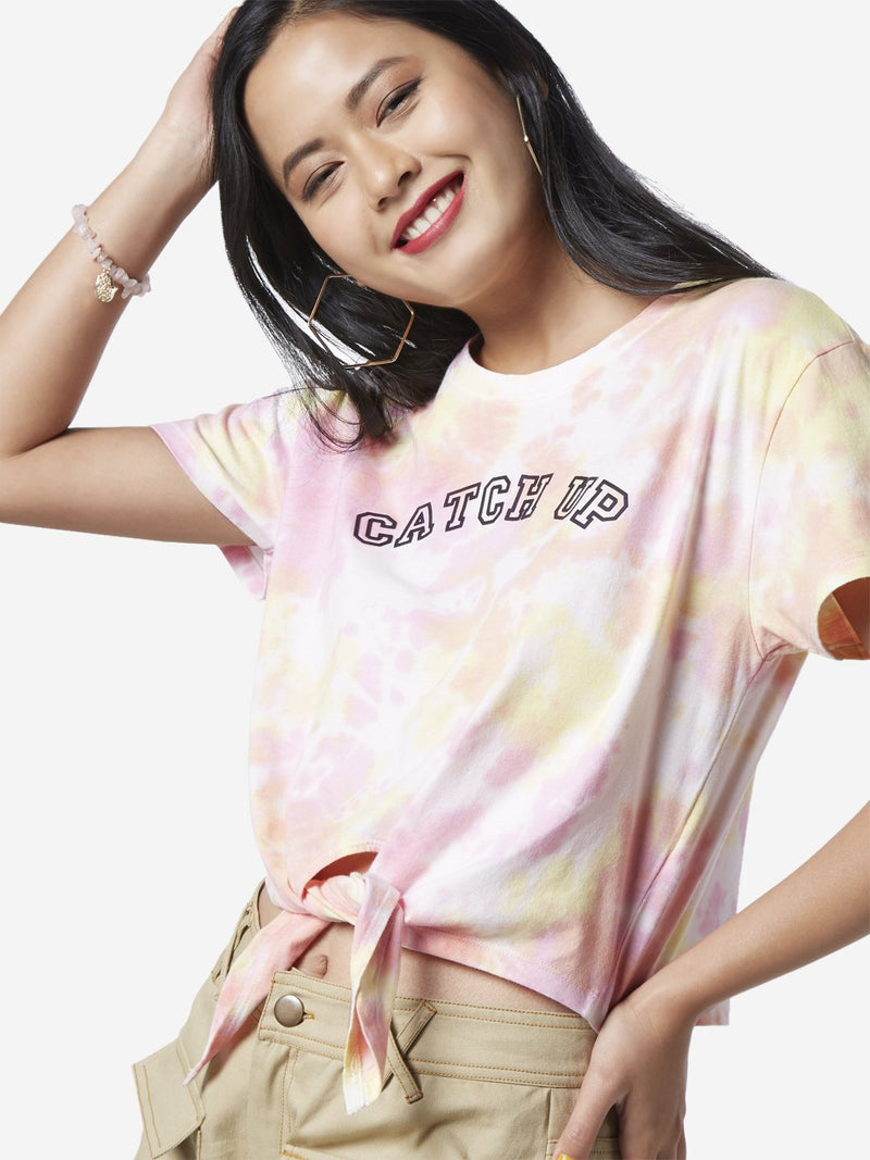 Nuon Multicolour Tie-Dye Cropped Erica T-Shirt