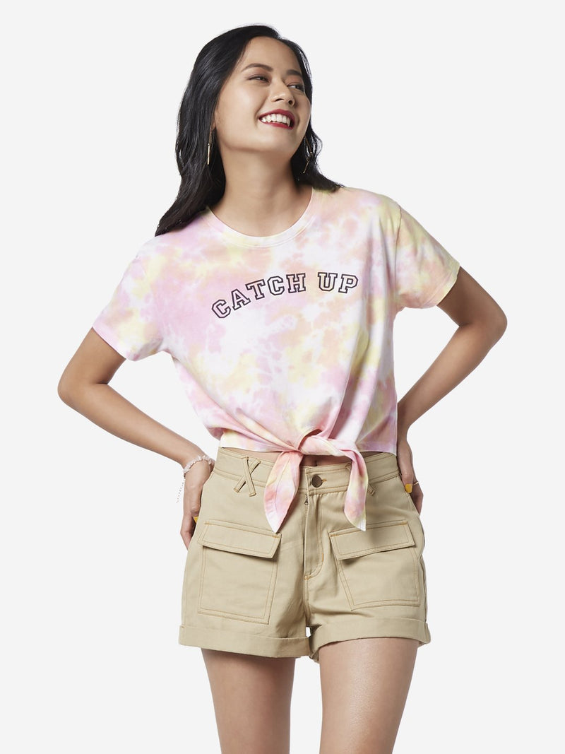 Nuon Multicolour Tie-Dye Cropped Erica T-Shirt